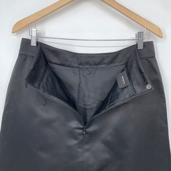 AKRIS 100% Silk Satin Box Pleated Midi A-line Full Knee Length Skirt, Black - Picture 4 of 9